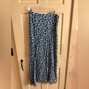 Reformation Blue Floral A-Line Skirt